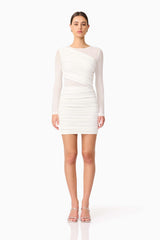 Darya Long Sleeve Mini Dress in White