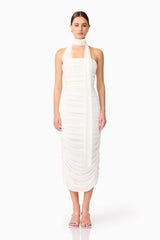 Darya Fitted Midi Dress in White