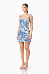 Anneliese Embroidered Mini Dress in Blue