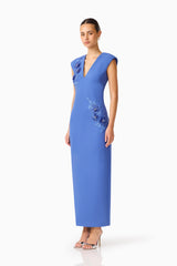 Talitha Column Maxi Dress in Cornflower Blue
