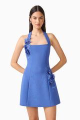 Talitha Halter Mini Dress in Cornflower Blue