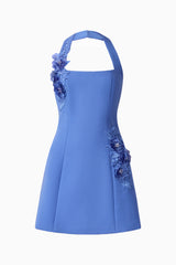 Talitha Halter Mini Dress in Cornflower Blue