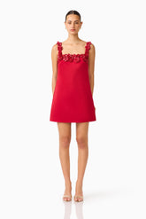 Lucetta Shift Mini Dress in Red