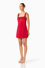 Lucetta Shift Mini Dress in Red