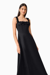 Lucetta Fit & Flare Midi Dress in Black