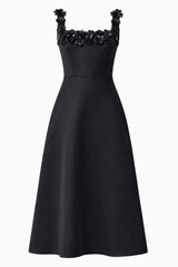 Lucetta Fit & Flare Midi Dress in Black