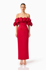 Lucetta Off Shoulder Gown in Red