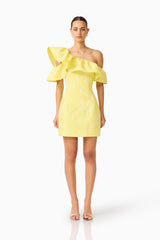 Luella One Shoulder Mini Dress in Yellow