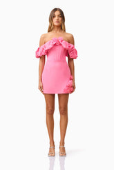 Klara Off The Shoulder Mini Dress in Pink