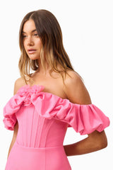 Klara Off The Shoulder Mini Dress in Pink