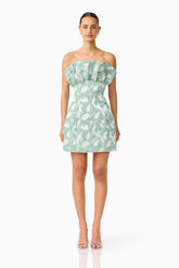 Lisette Ruffle Mini Dress in Sea Green