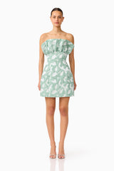 Lisette Ruffle Mini Dress in Sea Green