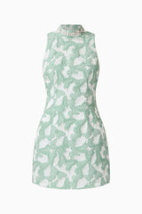 Lisette High Neck Mini Dress in Sea Green