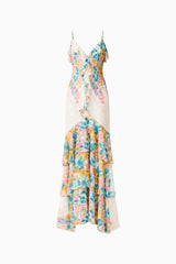 Clementina Ruffle Maxi Dress in Multi Floral
