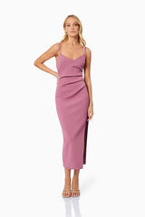 Vera Fitted Maxi Dress In Pink