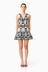 Jolie Floral Mini Dress in Black