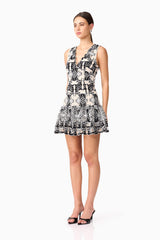 Jolie Floral Mini Dress in Black