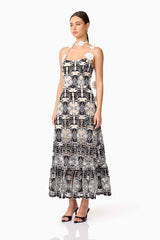 Jolie Floral Midi Dress in Black