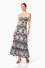 Jolie Floral Midi Dress in Black