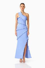 Floriana Asymmetric Gown in Cornflower Blue