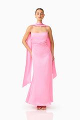 Calista Neck Scarf Gown in Pink