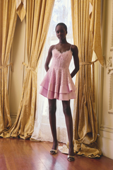 Fiorina Tiered Mini Dress in Pale Pink
