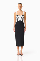 Ninette Coulum Midi Dress in Black & White