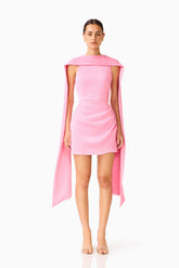 Calista Neck Scarf Mini Dress in Pink