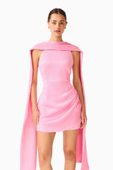 Calista Neck Scarf Mini Dress in Pink