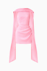 Calista Neck Scarf Mini Dress in Pink