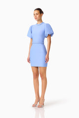 Floriana Puff Sleeve Mini Dress in Cornflower