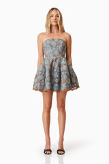 Jasmine Strapless Mini Dress In Blue