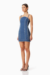 Cora Denim Mini Dress In Blue