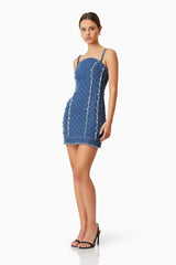 Cora Denim Mini Dress In Blue