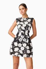 Carol Tulip Mini Dress in Black & White