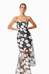 Carol Strapless Gown in Black & White