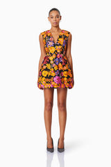 Alessandra Floral Mini Dress In Orange