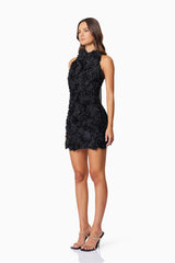 Megan Halter Neck Mini Dress In Black