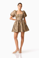 Elara Romper Mini Dress in Leopard Print