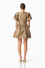 Elara Romper Mini Dress in Leopard Print