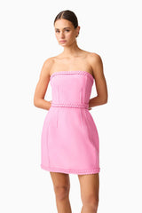 Coralene Strapless Mini Dress in Pink