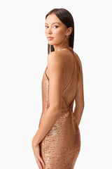 Rhian Halter Gown in Orange