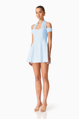 Ruby Halter Mini Dress in Blue