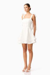 Livia Tiered Mini Dress in White