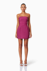 Ella Strapless Mini Dress In Burgundy