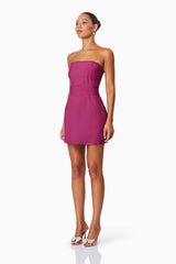 Ella Strapless Mini Dress In Burgundy