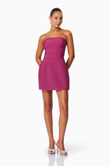 Ella Strapless Mini Dress In Burgundy