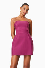 Ella Strapless Mini Dress In Burgundy
