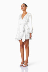 Clementine Long Sleeve Mini Dress In White