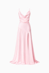 Clementine Cowl Neck Gown in Pale Pink